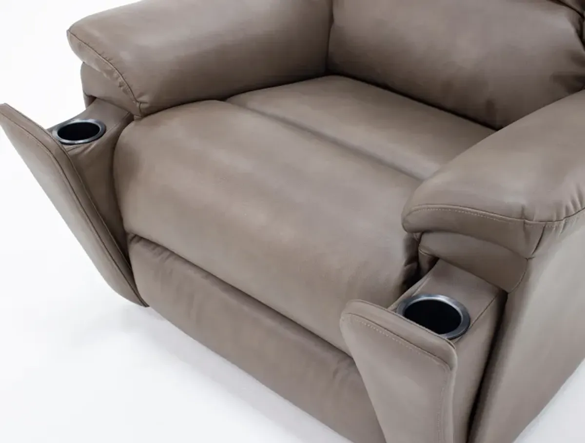 Flexsteel Perfect Match Plush Fully Loaded Glider Recliner in Smoke
