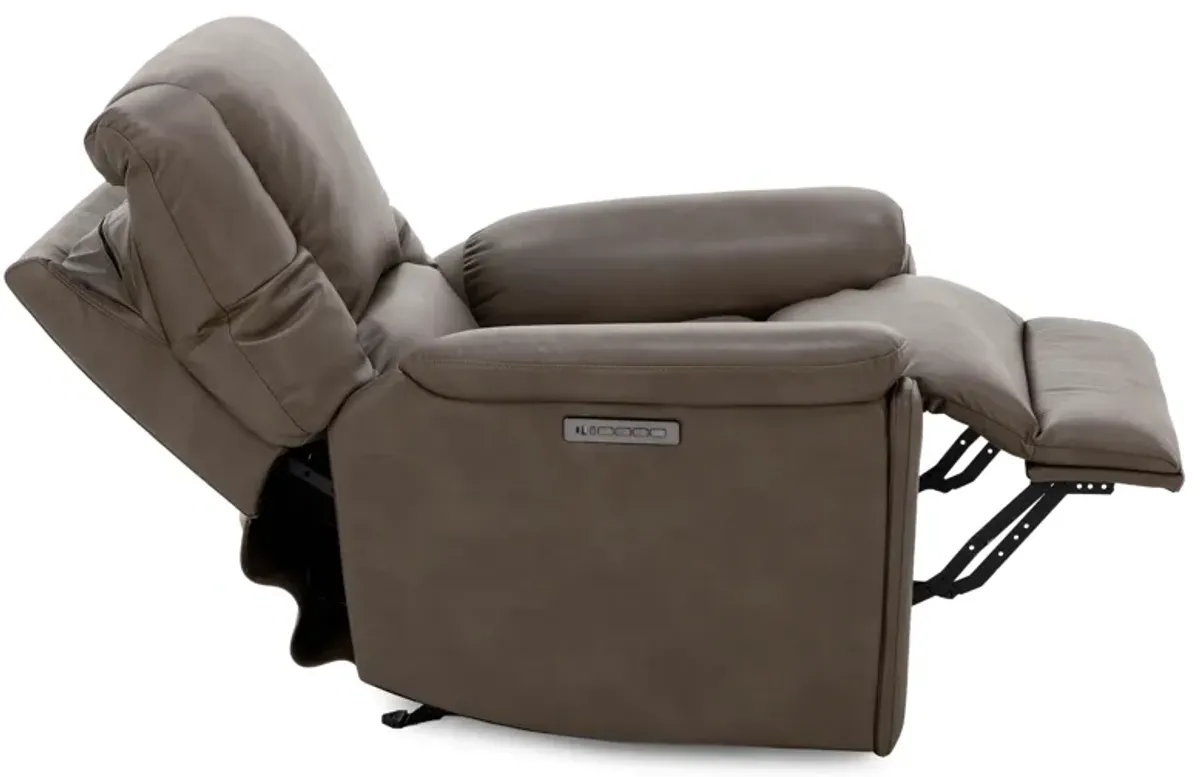 Flexsteel Perfect Match Plush Fully Loaded Glider Recliner in Smoke