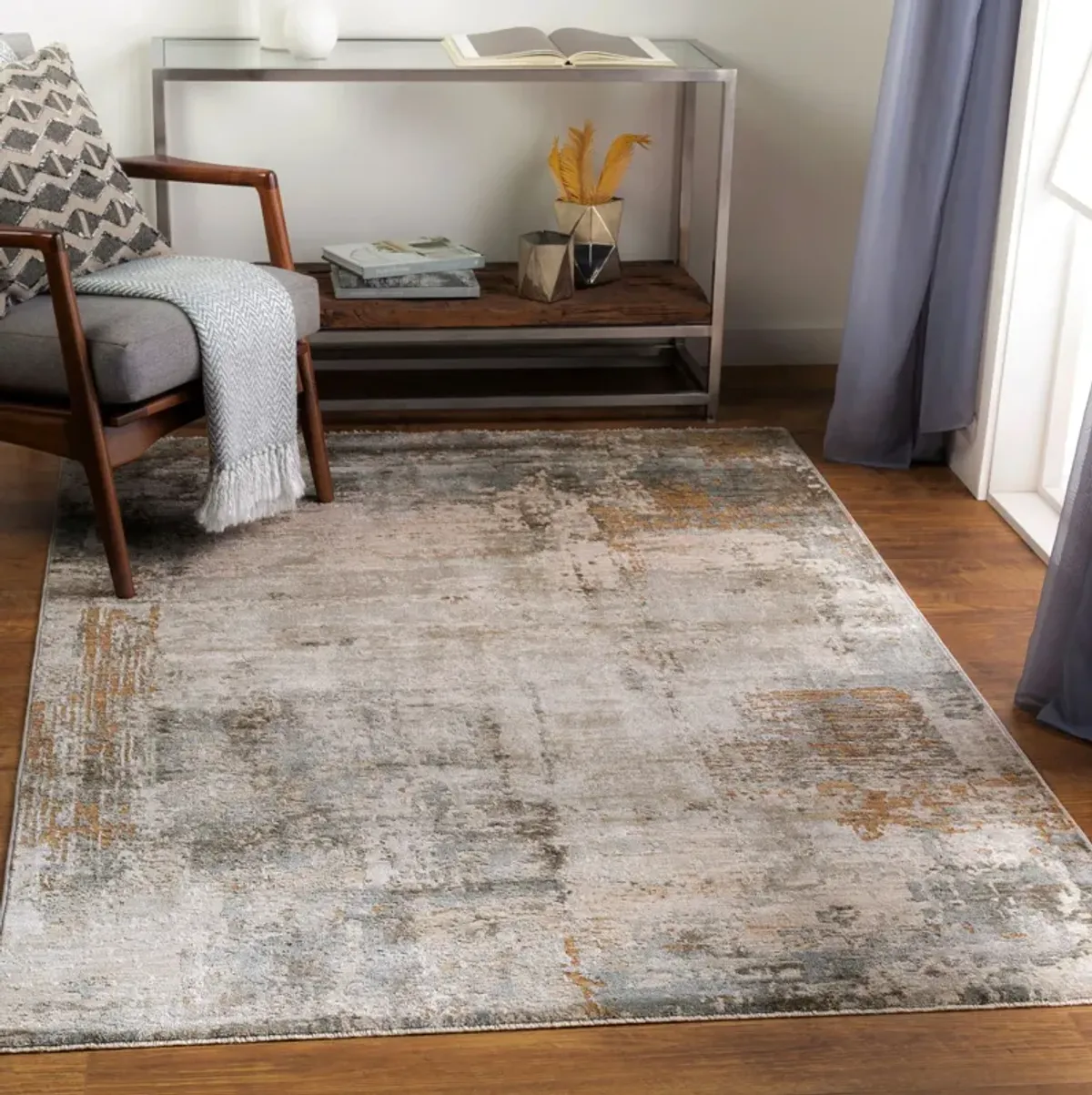 Brunswick Sage/Charcoal Abstract Area Rug 7'10"W x 10'3"L