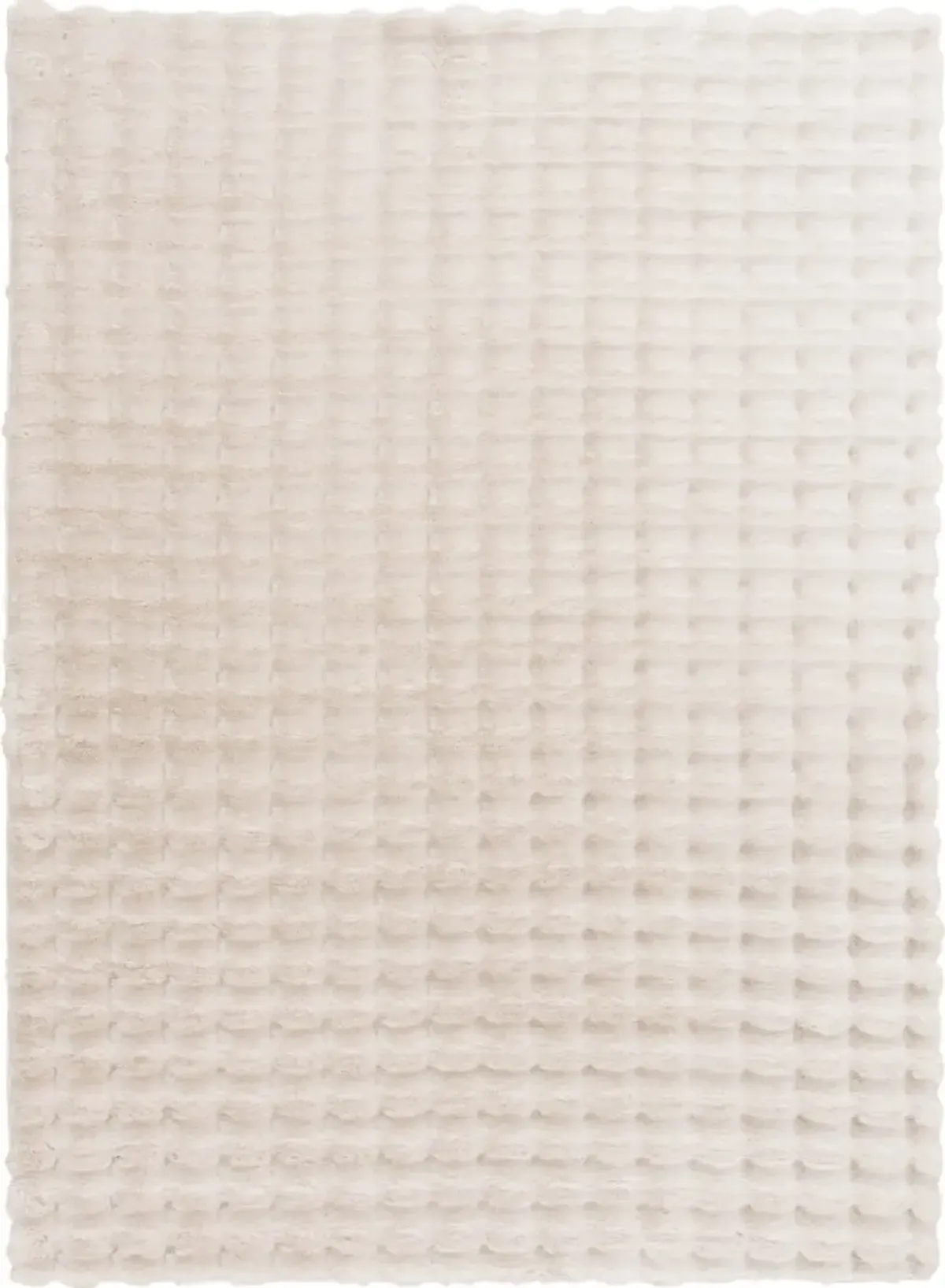 BUbble Ivory Faux Fur/Memory Foam Area Rug 7'6"W x 9'6"L