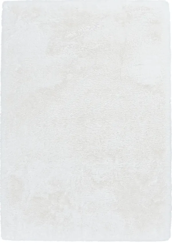 Belgian White Faux Fur/Memory Foam Area Rug 7'6"W x 9'6"L