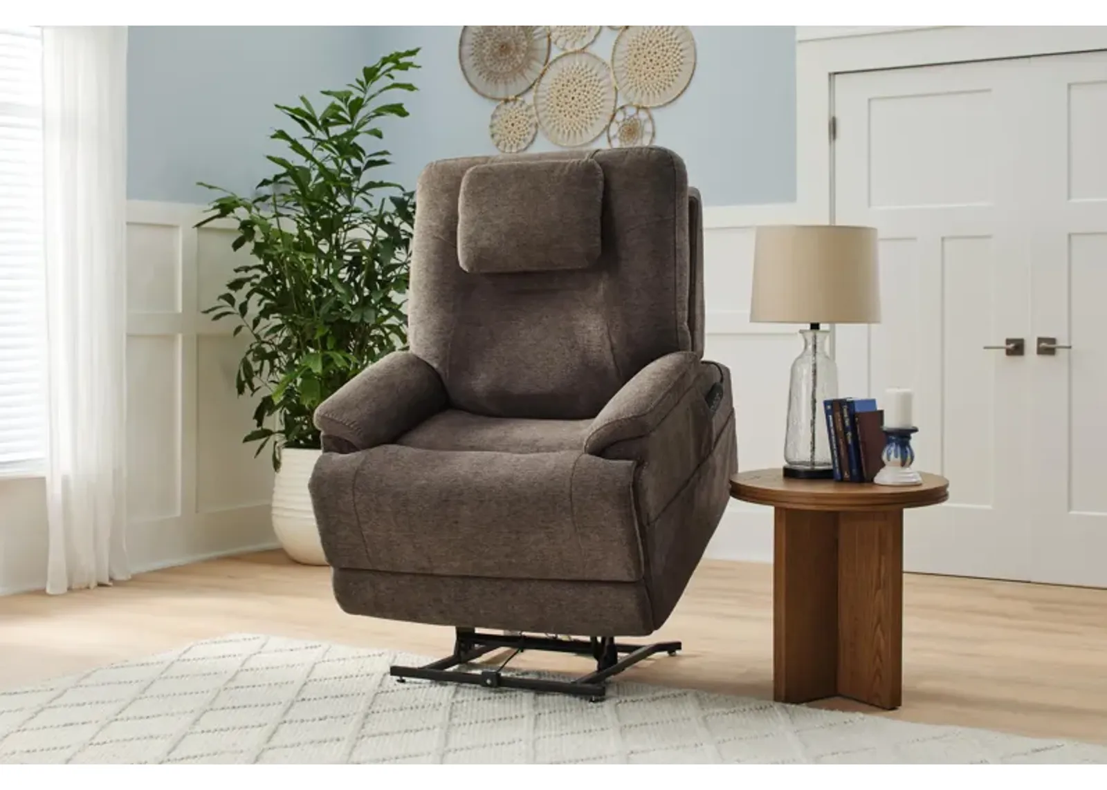 Zecliner Model 2 Fully Loaded Sleep Lift Chair With Heat And Massage in Umber Nanobionic Fabric