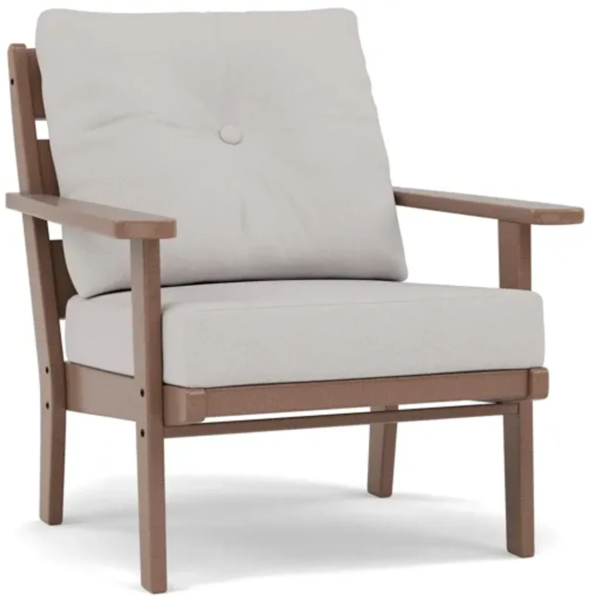 Lakeside Chair in Teak with Dune Burlap Cushion with Button