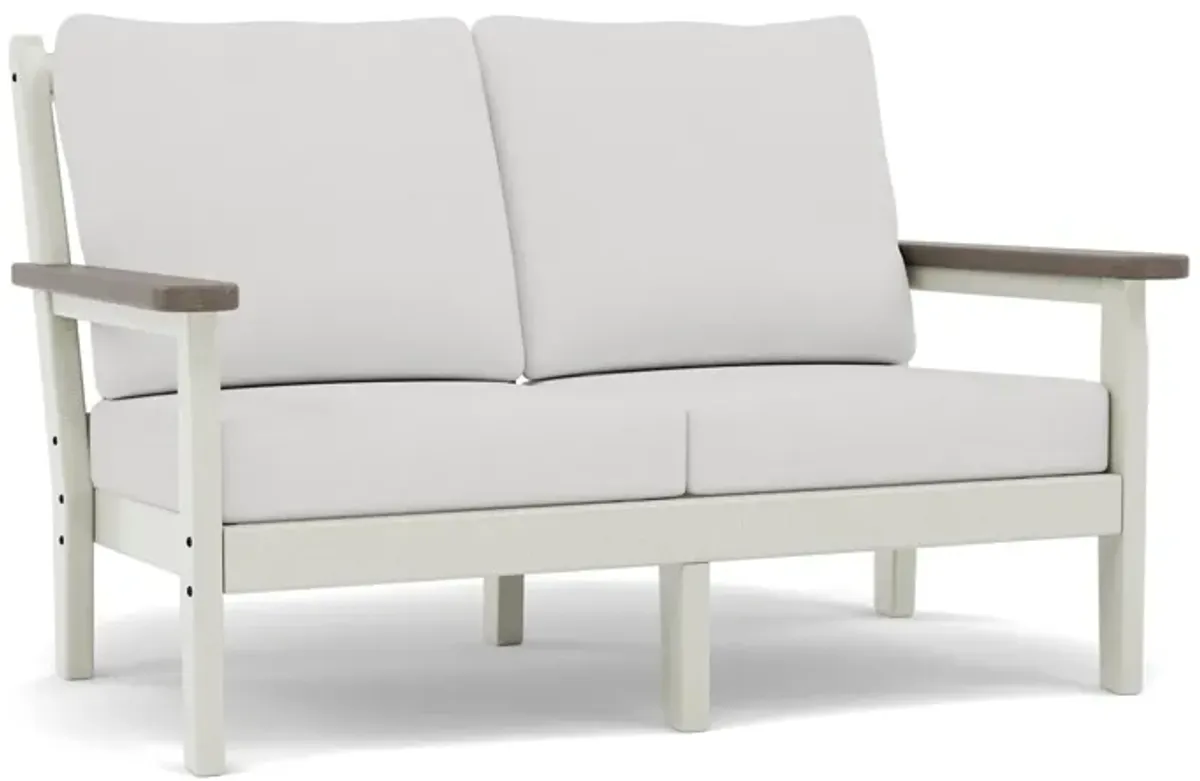 Chippendale Loveseat in Sand/Kona with Natural Linen Cushion