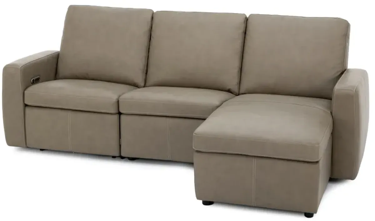 Flexsteel Allison 3-Pc. Leather Power Reclining Wall Saver Chaise Sofa