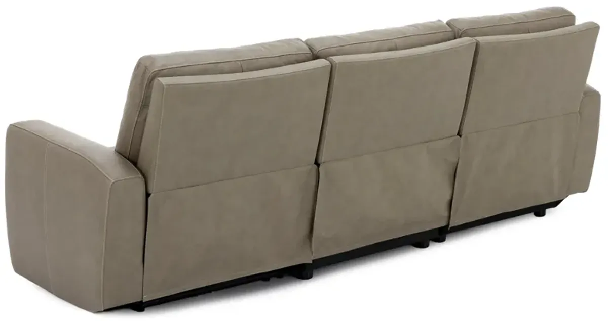 Flexsteel Allison 3-Pc. Leather Power Reclining Wall Saver Chaise Sofa