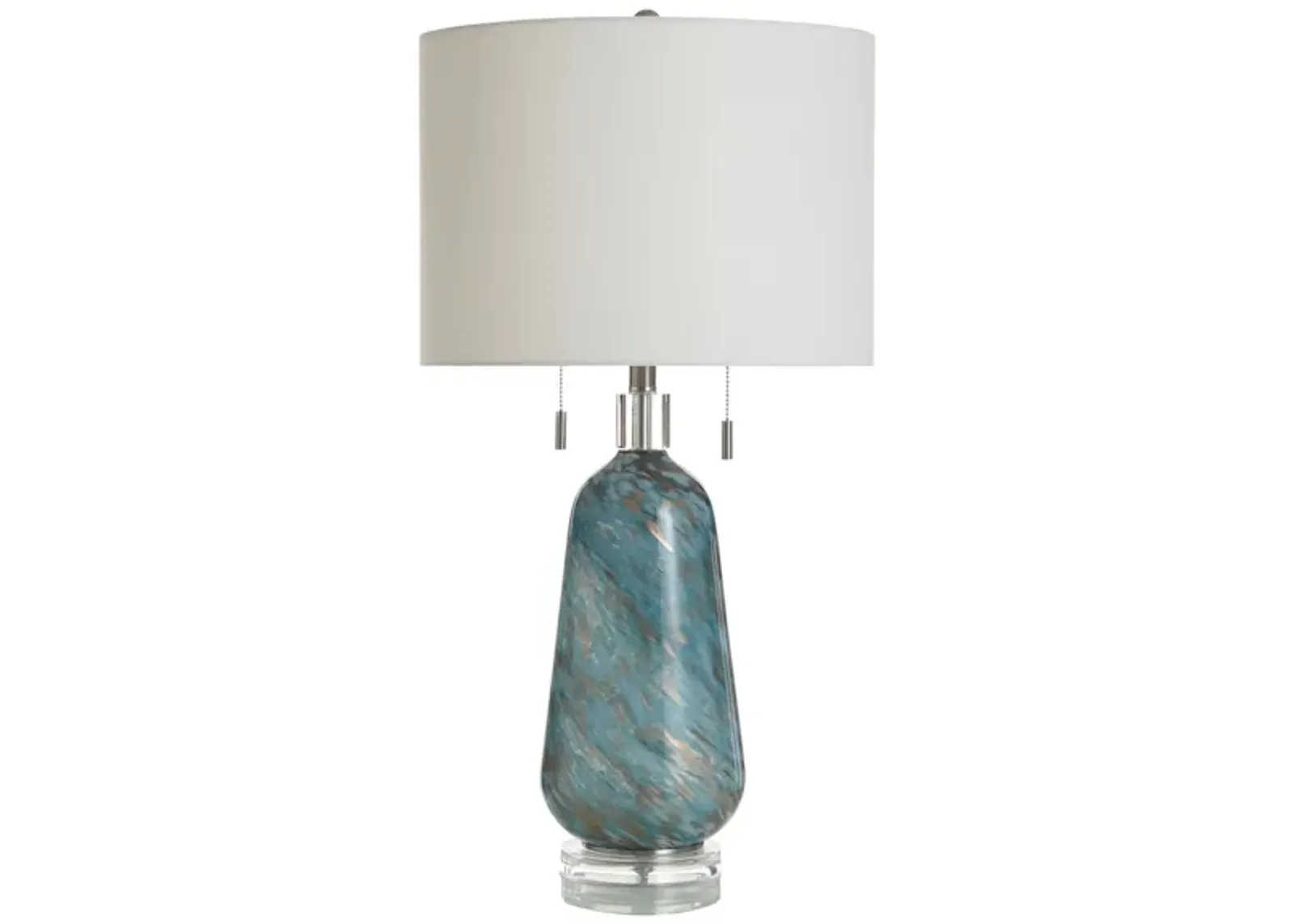 Blue and Gold Art Glass Table Lamp 31"H