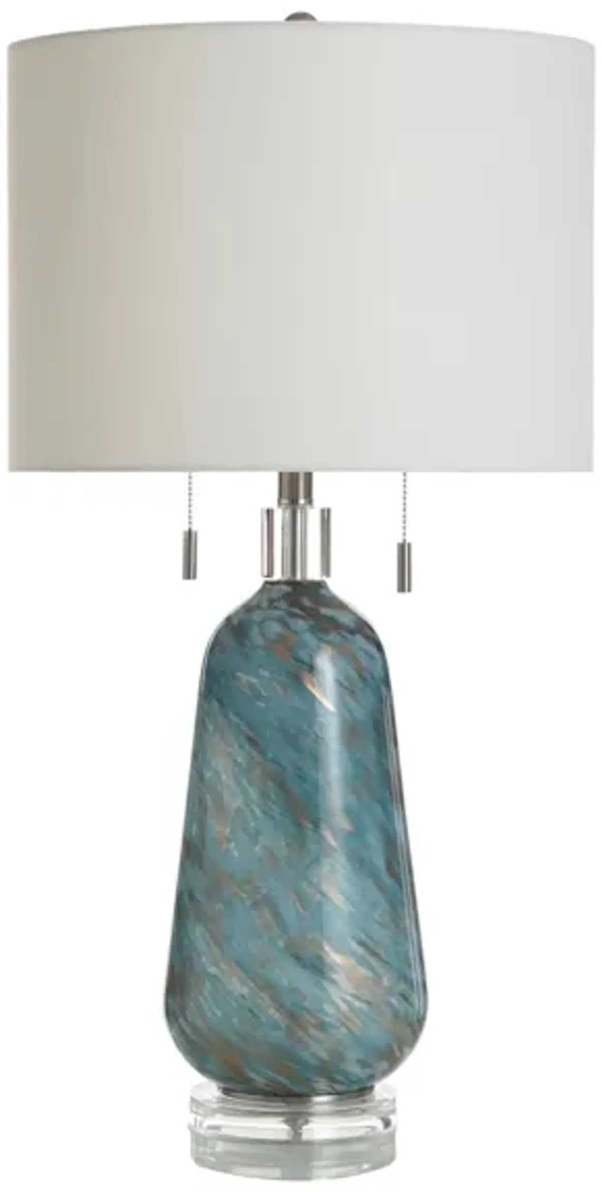 Blue and Gold Art Glass Table Lamp 31"H