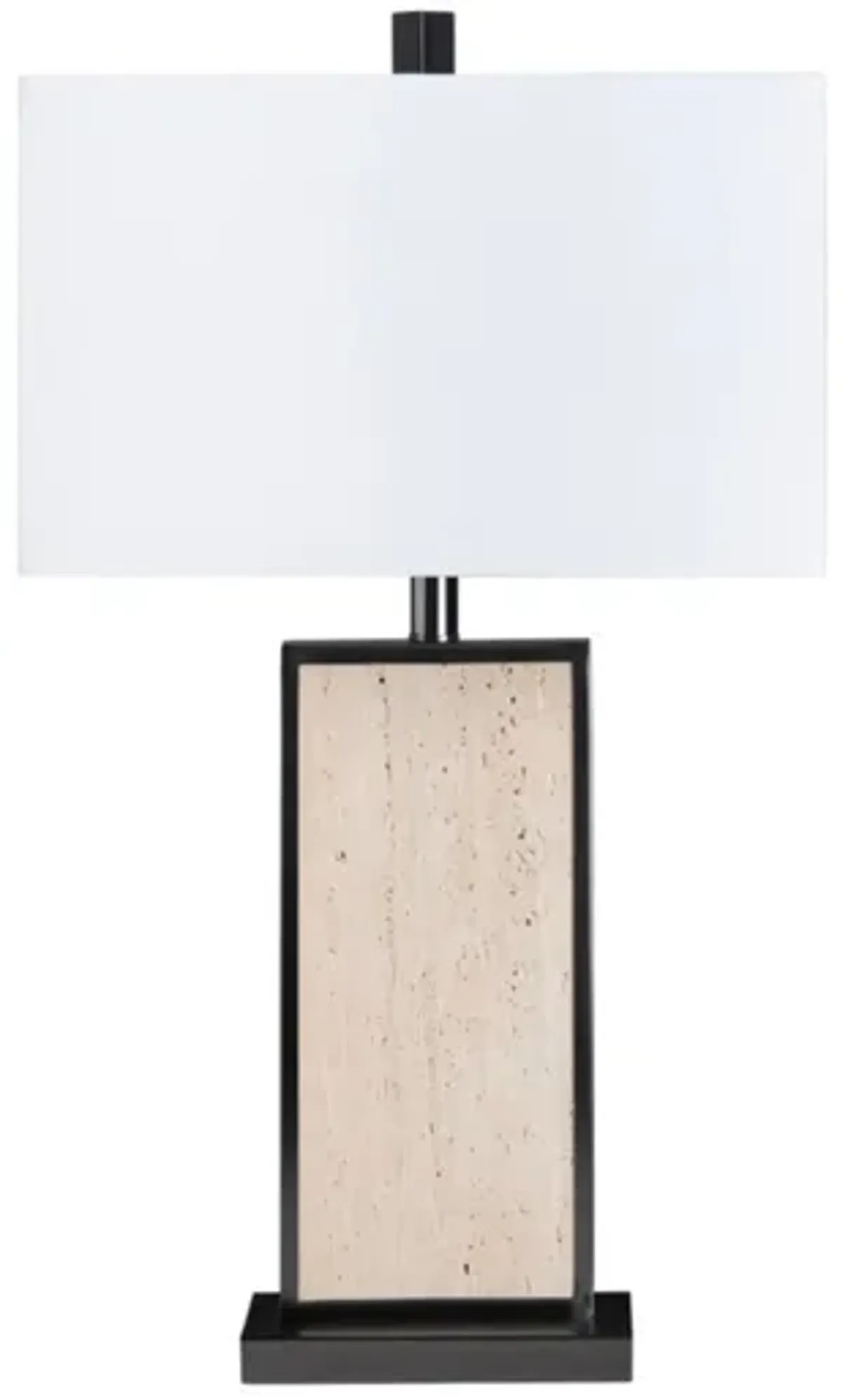Travertine and Bronze Table Lamp 27.5"H