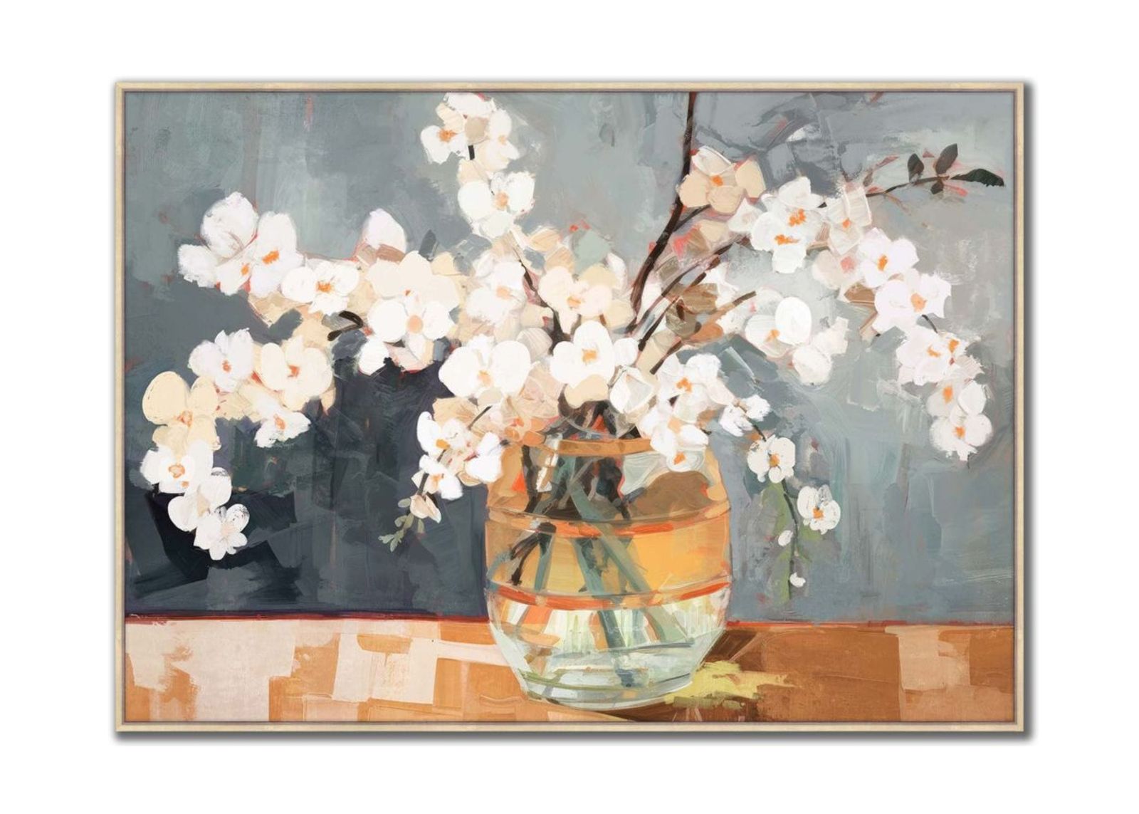 Blooming Vase Textured Framed Painting 55"W x 40"H