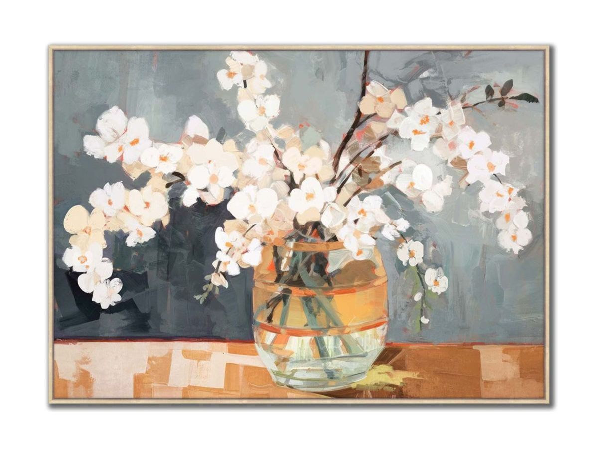 Blooming Vase Textured Framed Painting 55"W x 40"H