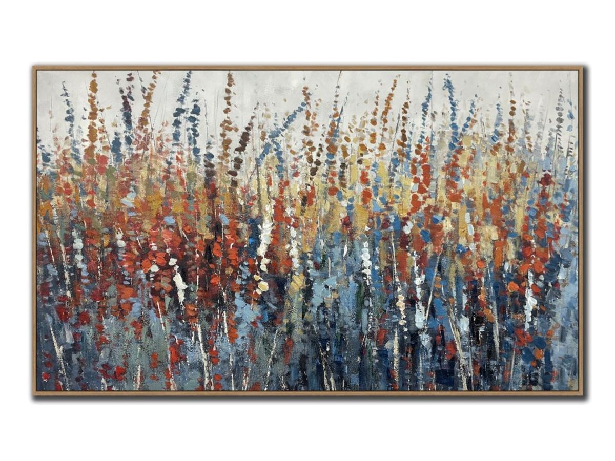 Wildflowers Hand Embellished Framed Canvas 50"W x 30"H