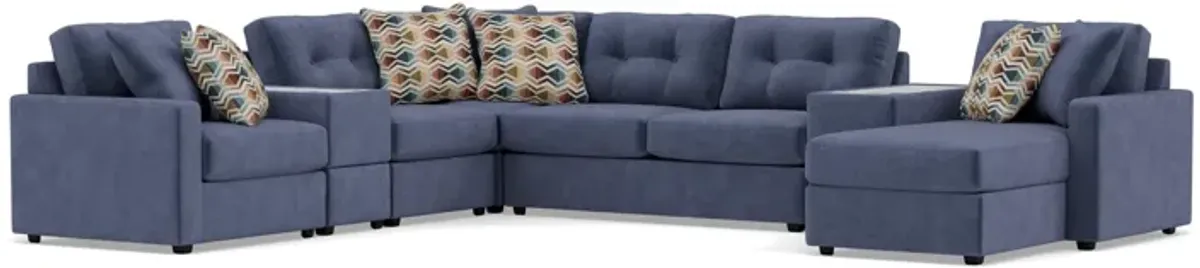 Modular One 9-Pc. Sectional With Memory Foam Sleeper in Navy