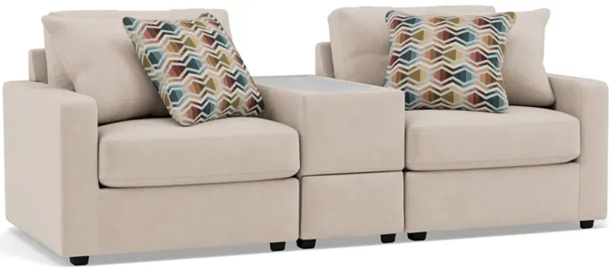Modular One 4-Pc. Media Console Loveseat in Stone