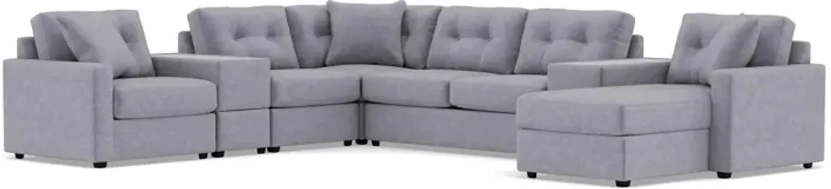 Drew & Jonathan Home Modular One 7-Pc. Sectional With Memory Foam Sleeper In Granite Right-Facing In