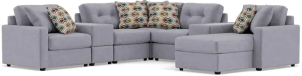 Drew & Jonathan Home Modular One 9-Pc. Sectional In Granite Right-Facing In New Horizon Granite