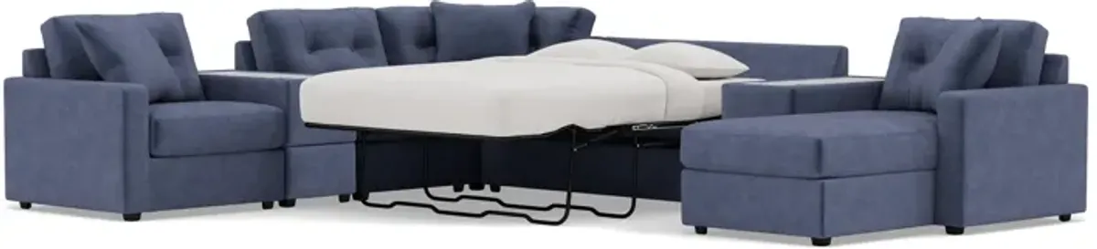 Modular One 7-Pc. Sectional With Memory Foam Sleeper in Navy
