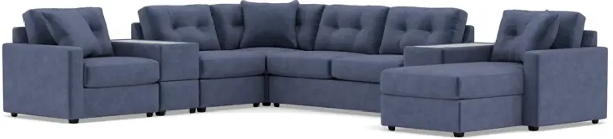 Modular One 7-Pc. Sectional With Memory Foam Sleeper in Navy