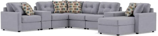 Modular One 10-Pc Chaise Sectional in Granite