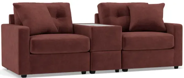 Drew & Jonathan Home Modular One 3Pc Media Con Loveseat in Merlot