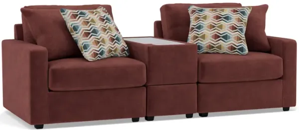 Drew & Jonathan Home Modular One 4Pc Media Con Loveseat in Merlot