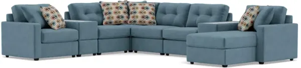 Drew & Jonathan Home Modular One 10-Pc Chaise Sectional In Teal Right-Facing In New Horizon Teal