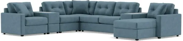Drew & Jonathan Home Modular One 7-Pc. Sectional With Memory Foam Sleeper In Teal Right-Facing In Ne