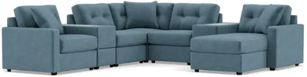 Drew & Jonathan Home Modular One 7-Pc. Sectional In Teal Right-Facing In New Horizon Teal