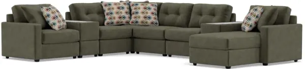 Drew & Jonathan Home Modular One 10-Pc. Chaise Sectional In Moss Right-Facing In New Horizon Moss