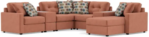 Drew & Jonathan Home Modular One 9-Pc. Sectional In Cantaloupe Right-Facing In New Horizon Cantaloup