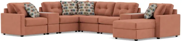 Drew & Jonathan Home Modular One 10-Pc Chaise Sectional In Cantaloupe Right-Facing In New Horizon Ca