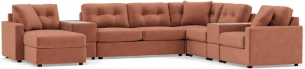 Drew & Jonathan Home Modular One 7-Pc. Sectional With Memory Foam Sleeper In Cantaloupe Left-Facing