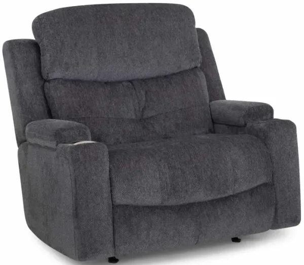 Beau Wide Power Recliner With Cupholders and Storage in Storm