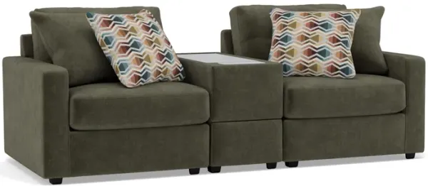 Drew & Jonathan Home Modular One 4Pc Media Con Loveseat in Moss