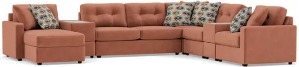 Drew & Jonathan Home Modular One 9-Pc. Sectional With Memory Foam Sleeper In Cantaloupe Left-Facing