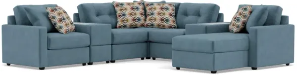 Drew & Jonathan Home Modular One 9-Pc. Sectional In Teal Right-Facing In New Horizon Teal