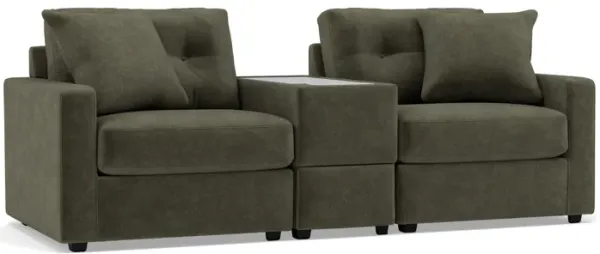 Drew & Jonathan Home Modular One 3Pc Media Con Loveseat in Moss