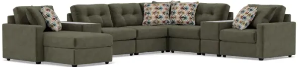 Drew & Jonathan Home Modular One 10-Pc. Chaise Sectional In Moss Left-Facing In New Horizon Moss