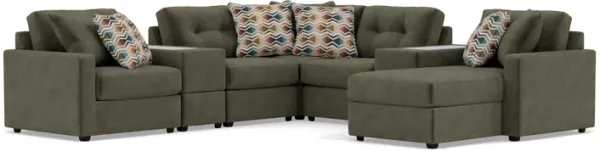 Drew & Jonathan Home Modular One 9-Pc. Sectional In Moss Right-Facing In New Horizon Moss