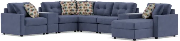 Drew & Jonathan Home Modular One 10-Pc. Sectional In Navy Right-Facing In New Horizon Navy