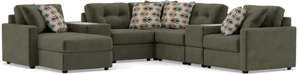 Drew & Jonathan Home Modular One 9-Pc. Sectional In Moss Left-Facing In New Horizon Moss