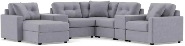 Drew & Jonathan Home Modular One 7-Pc. Sectional In Granite Left-Facing In New Horizon Granite