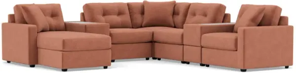 Drew & Jonathan Home Modular One 7-Pc. Sectional In Cantaloupe Left-Facing In New Horizon Cantaloupe