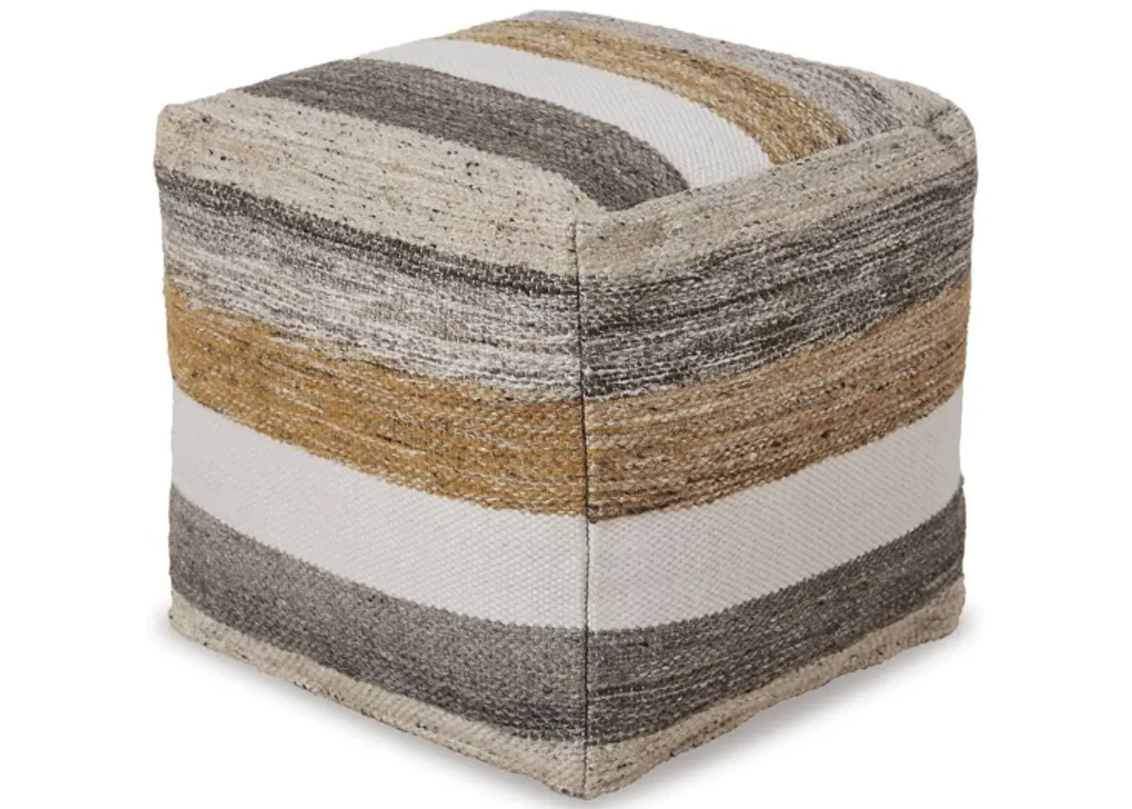 Earthy Multi Stripe Pouf 16"W x 16"H