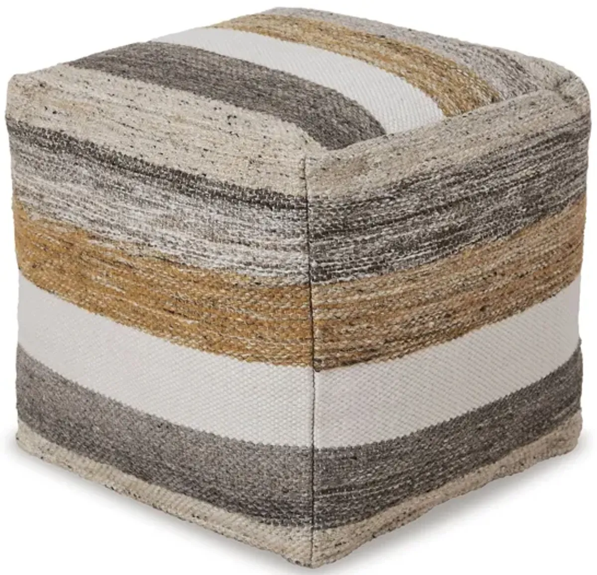 Earthy Multi Stripe Pouf 16"W x 16"H