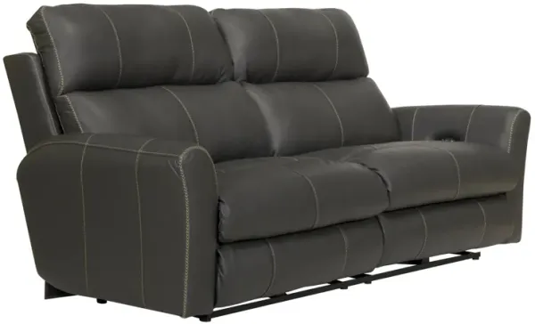 Freida Leather Power Headrest Zero Gravity Reclining Sofa in Anthracite