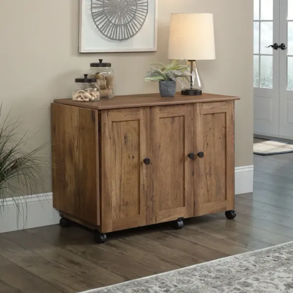 Vintage Oak Drop-Leaf Cart