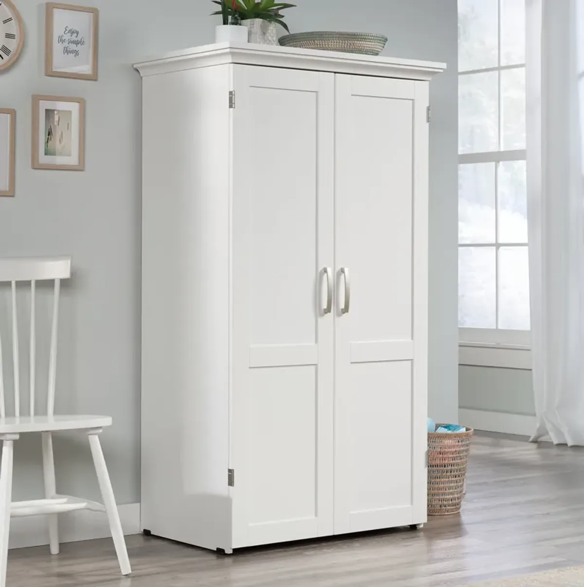 Soft White Craft & Sewing Armoire