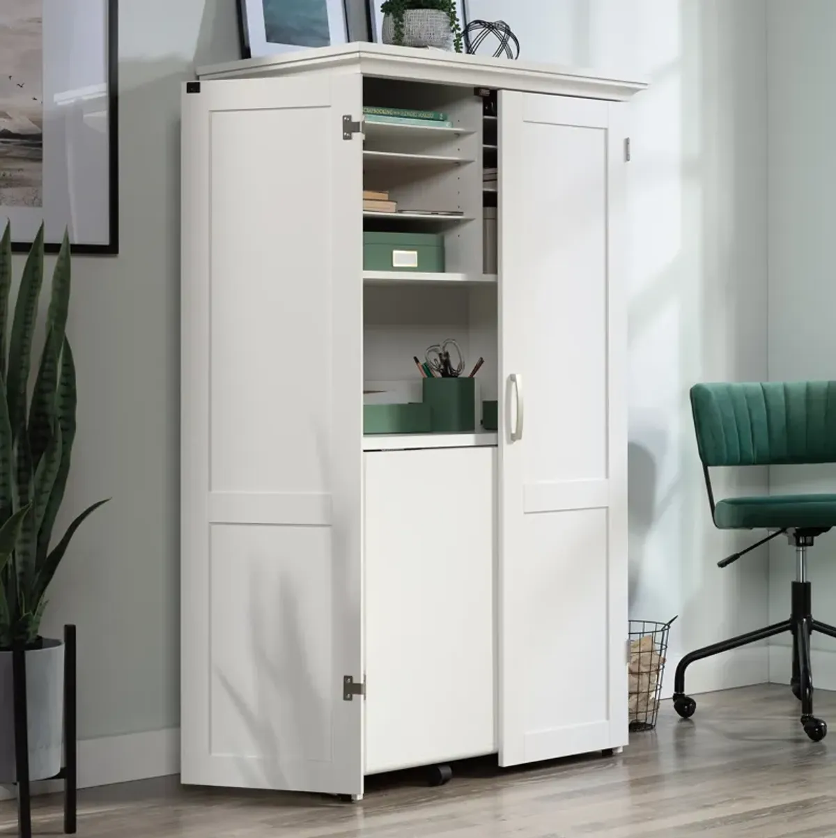 Soft White Craft & Sewing Armoire