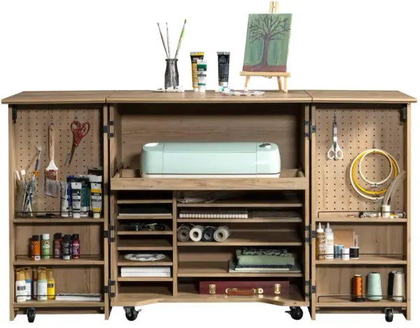 Khaki Pine Rolling Craft Cart